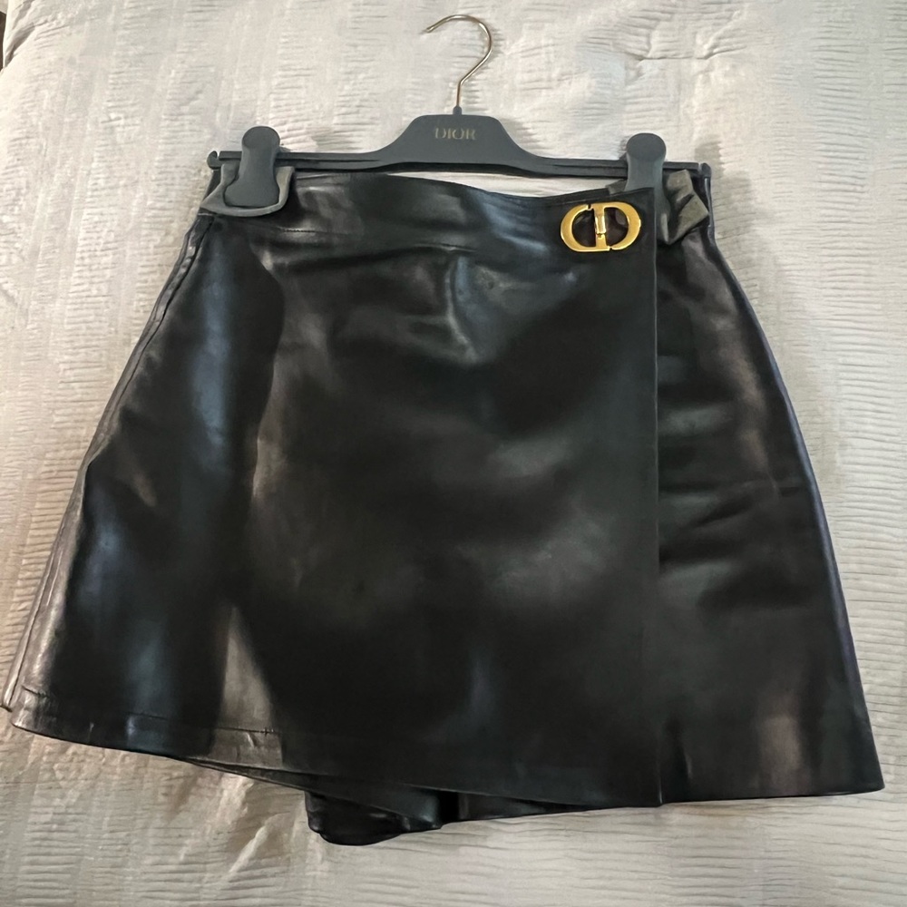 Dior Black Leather Skirt